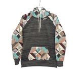 Hooey Medium Pullover Hoodie Gray Geometric Print Long Sleeve Photo 1