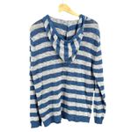 Fresh Produce  Lightweight Sweater XS/S Blue Stripe V Neck Hooded Los Cabos New Photo 1