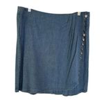 Vintage 90s Denim Mini Wrap Skirt Coastal Cowgirl Silver Heart Charms Size 14 Blue Photo 0