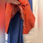 Homemade Red Floral Apron with Blue Maxi Dress Photo 3