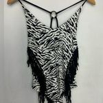 Zebra Print Fringe Women's swimsuit size XS Photo 0