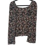 Free People  Uptown Boho Floral Tie Front Bell Sleeve Peasant Blouse Top Sz Small Photo 5
