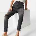 Free People  We the Free Zuri Mom Jeans Dusty Roads Black Distressed. Size 24 Photo 10