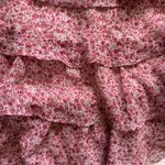 Bardot Dress Georgette Soft Floral Tiered Shirred Mini Long Sleeve Pink M Photo 8