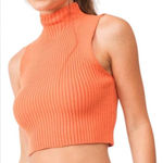 PaperMoon  Orange Mockneck Cropped Sweater Tank SMALL Photo 0