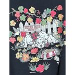 Morning Sun Womens Black Sweatshirt Size PM Floral Dog Print Vintage 90s Photo 2
