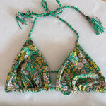 Ted Baker Women's Lerona Reversible Triangle Bikini Top size 2 green floral Photo 3