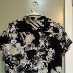 212 Collection Button Down Blouse Short Sleeve Black White Floral L Size L Photo 6