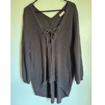 Altar'd State Womens sz S Plum Chunky Knitted Lace Up Neck Pullover Tunic Sweater Photo 1