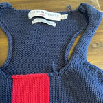 Tommy Hilfiger  Vintage Chunky Knit Top Tank Large Logo Americana Y2K Preppy Photo 4