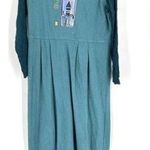 Fenini Women's Artsy Embroidered Castle Maxi Dress Teal Green Medium CottageCore Blue Photo 0