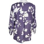 West Kei  Purple Floral Blouse with Wrap Look and Roll-Tab Sleeves Size Small Photo 1