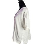 Chico's Vintage  White Linen Top Size 1‎ Medium Button Down Minimalist Coastal Photo 1