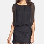 Aidan by Aidan Mattox | Chiffon Blouson Dress with Lace Skirt in Black Size 6 Photo 0
