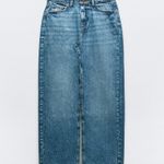 ZARA maxi midi full length cargo high waist a line casual denim jean skirt Photo 2