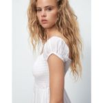 ZARA  White Eyelet Smocked Bodice Maxi Dress Puff Sleeve Square Neck Photo 2