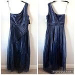 Taylor Pleated One Shoulder Organza Gown Navy Blue 16 Photo 3
