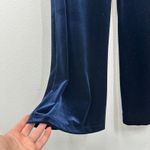 Mango MNG  Navy Blue Velvet‎ Pants Women's Straight Leg Pull On Contemporary Chic Photo 5