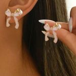 Pink Bow Earrings Photo 3