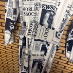 For Her White And Black Newspaper Print Belted Dress Size Medium Photo 3