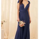 LULU'S Womens Sz‎ Small Navy Blue Always Stunning Convertible Maxi Dress Photo 3