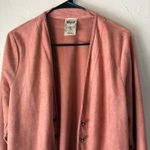 Vocal  USA Rose‎ Faux Suede Lace Trim Long Slv Open Front Cardigan Western Boho Photo 1