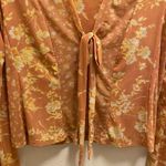 Free People  Mesh Floral Button Front V-Neck Bell Sleeve Blouse Size S Photo 5