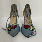 Cape Robbin Denim Beautiful Embroidered Rainbow Block Heel Sandals Size 7.5 Photo 2