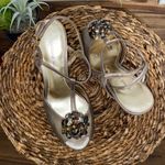 Gianni Bini Women’s Gold  T-strap sandals gem embellished heels pumps platforms 8 Photo 1