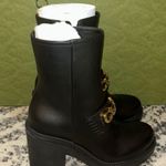 Gucci Logo Flores Calf Leather Heeled Ankle Boots Photo 5