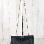 Palizzio Shiny Black Gold Chain Snakeskin Textured Shoulder Bag Women's Purse Photo 0