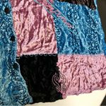 Veranesi Patchwork Velvet Tunic Button Down Bohemian Quilted Mini Dress Shirt Photo 3