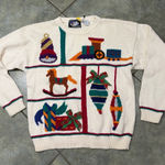 Holiday Traditions Sweater Womens L Christmas Santa Crewneck Horse Train Cute Red Size L Photo 0