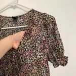 Wild Fable Puff Short Sleeve Tie Front Dress Black Pink Multi Floral Mini Boho M Photo 7