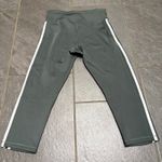 Adidas  Grey White Racer Stripe Cropped Climalite Leggings Activewear Medium Photo 5