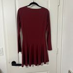 Reformation Coen Jersey Knit Long Sleeve Square Neck Mini Dress Chianti Medium Photo 6