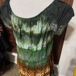 SOL Clothing sz 2X Maxi Dress Green Brown Resortwear Fairy Flowy Cotton FLAW Photo 5