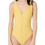 Vicious Young Babes Ruched Front One Piece Swimsuit Daylight Honey Yellow LARGE Photo 0