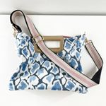 Cushette Dutchess Crossbody Velvet Purse Handbag Blue White Photo 2