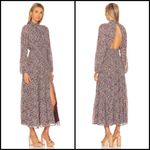 ASTR ππ Mock Neck Smocked Waist Maxi Dress ~ Brown & Purple Ditsy Floral M NWT Photo 6