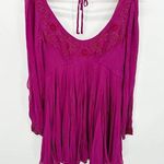 Free People  Tatiana Purple Beaded Long Sleeve Swing Mini Dress Women's Size 0 Photo 0