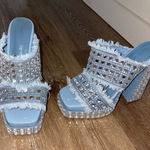 Denim bedazzled heels Blue Size 7 Photo 0