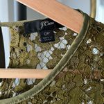 J.Crew Olive Green Lace Long Sleeve Top with Built-In Cami and Back Tie Keyhole Photo 3