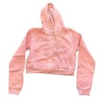 SheIn Full Zip Cropped Jacket with Hoodie in Pink, Size S Photo 0