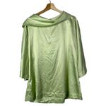 Soft Surroundings  Light Pastel Green Satin Cowl Neck Short Sleeve Blouse L Photo 1