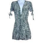 Anthropologie Rue Stiic XS Green White Laguna Heart Print Button Up Mini Dress Photo 1