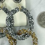 Liz Vivo Chunky Textured Rhinestone Hoop Stud Post Pierced Earrings Silver Photo 2