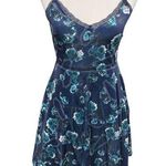 Hot Topic Roses and Coffins Velvet Skater Slip Dress Blue Size XSmall Photo 0
