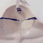 Polished Double Pointed Amythest On Black Silk Ribbon and Black Cord Purple Photo 1