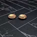 Vintage Stud Earrings Purple & Gold Tone Glam Design Stylish Circle Statement Photo 3